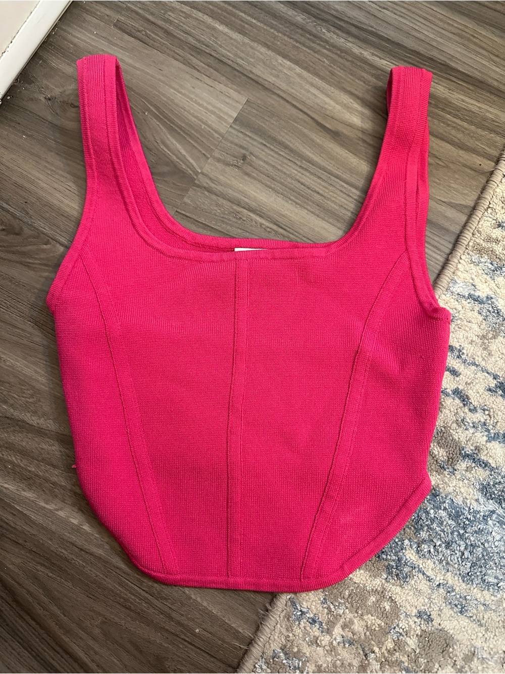 Aritzia Hot Pink Square Neck Ribbed Tank